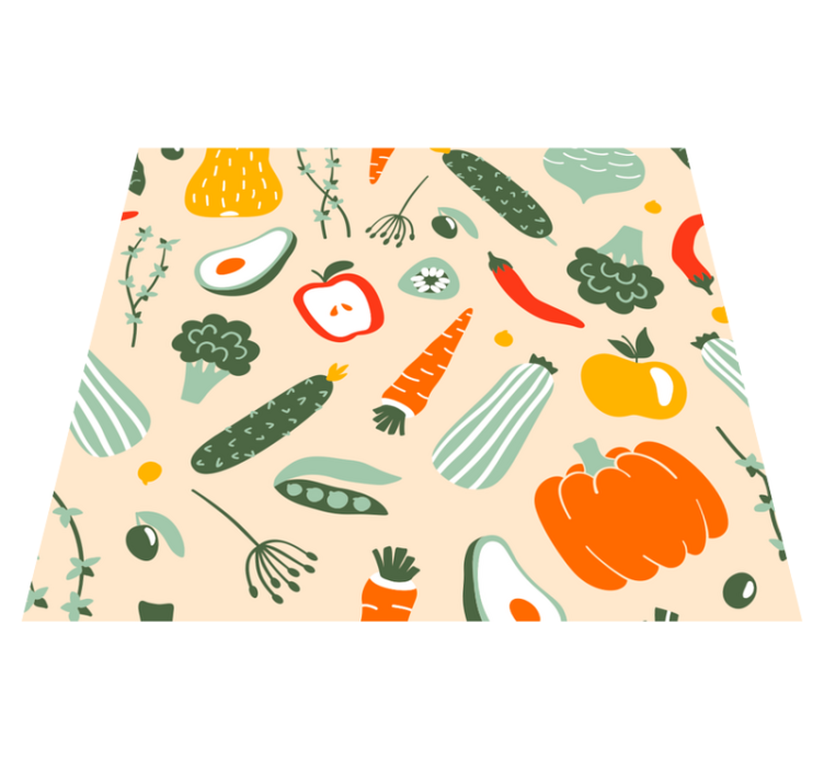 Vinyl tapijt keuken beige voedselpatroon - TenStickers