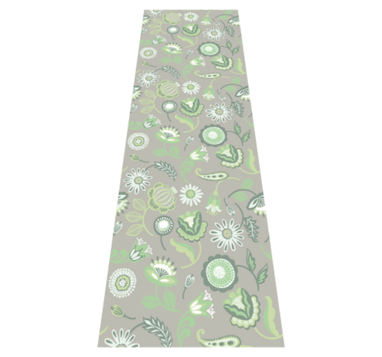 Vinyl tapijt keuken delicate groene bloemenpatroon - TenStickers