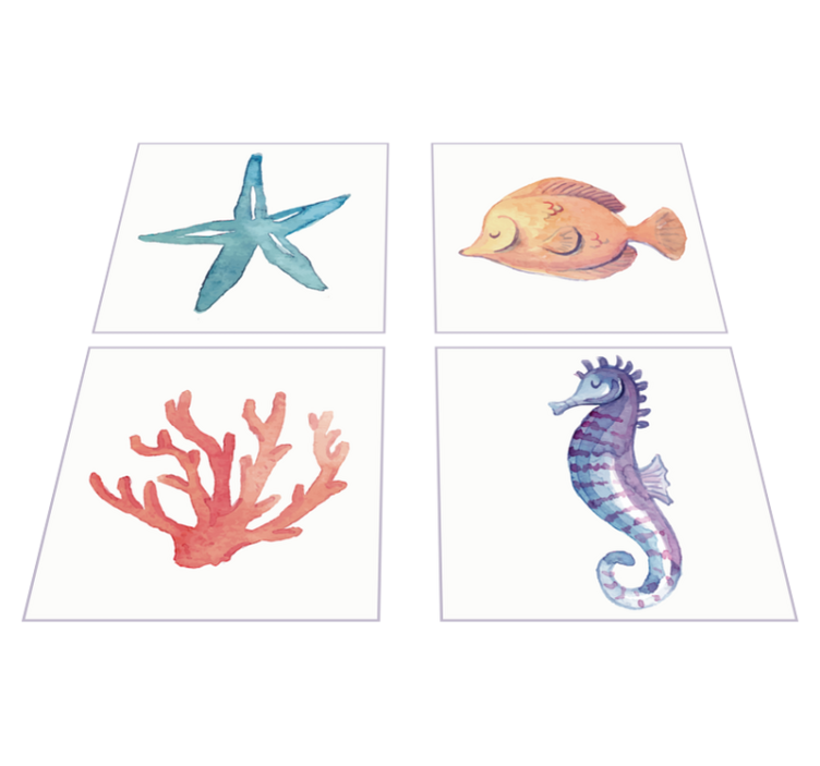 Vinyl tapijt badkamer zeedieren - TenStickers