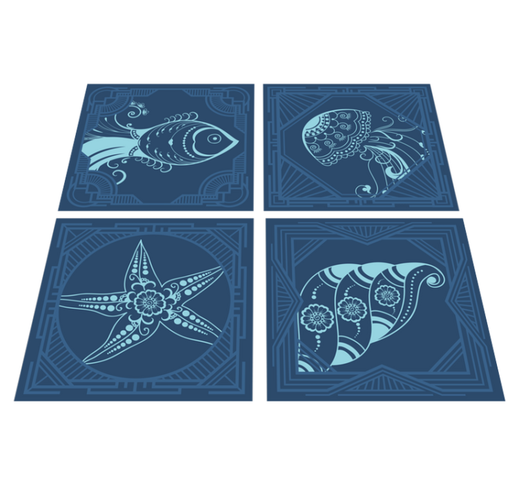 Vinyl tapijt badkamer sierlijke zeedieren tegels - TenStickers