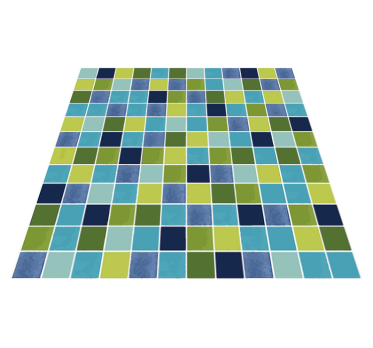 Vinyl tapijt badkamer blauwe en groene tegels - TenStickers