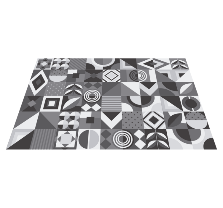 Vinyl tapijt badkamer grijze geometrische tegels - TenStickers