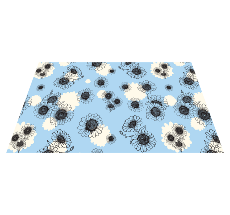 Vinyl tapijt bloemen en planten madeliefjes modern patroon - TenStickers
