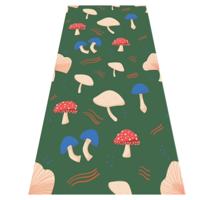 Vinyl tapijt bloemen en planten rode en witte paddenstoelen - TenStickers
