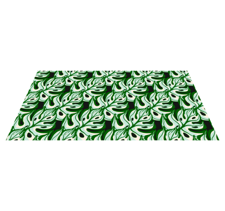 Vinyl tapijt bloemen en planten zwartgroen flora patroon - TenStickers