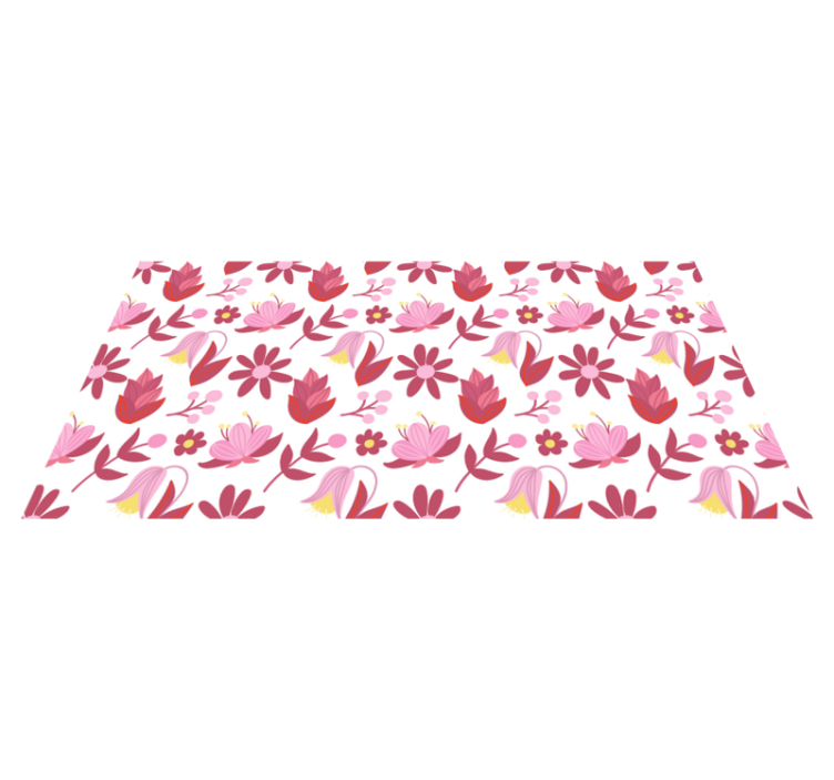 Vinyl tapijt bloemen en planten poolse volkskunst rood - TenStickers