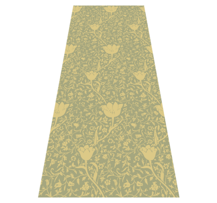 Vinyl tapijt bloemen en planten goudgroen subtiel patroon - TenStickers