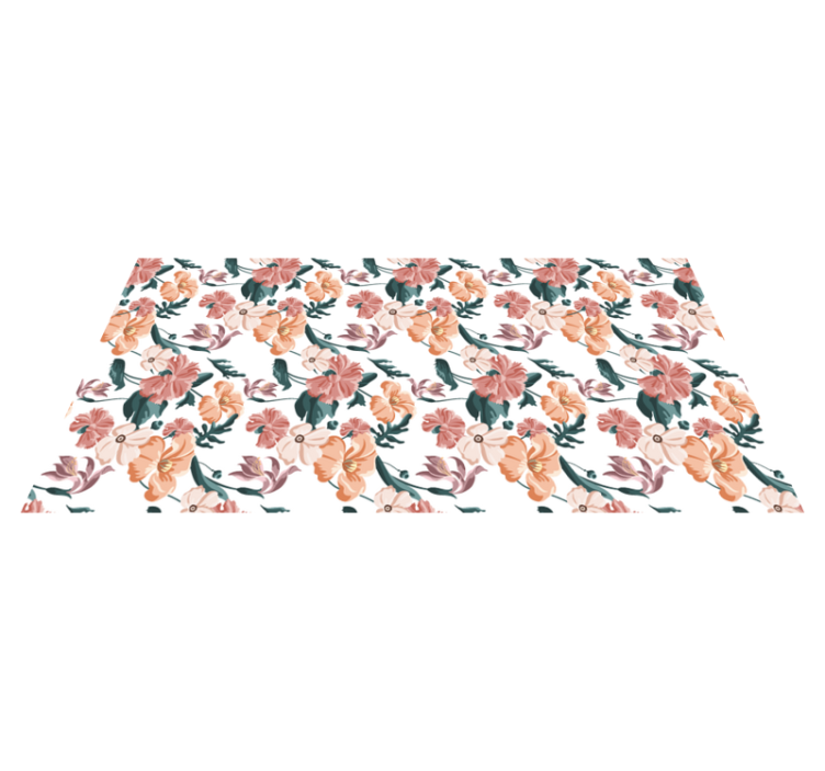 Vinyl tapijt bloemen en planten mooie pastel bloemenpatroon - TenStickers