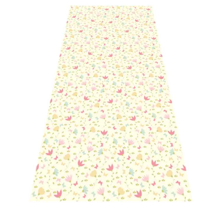 Vinyl tapijt bloemen en planten vlinders en bloemen - TenStickers