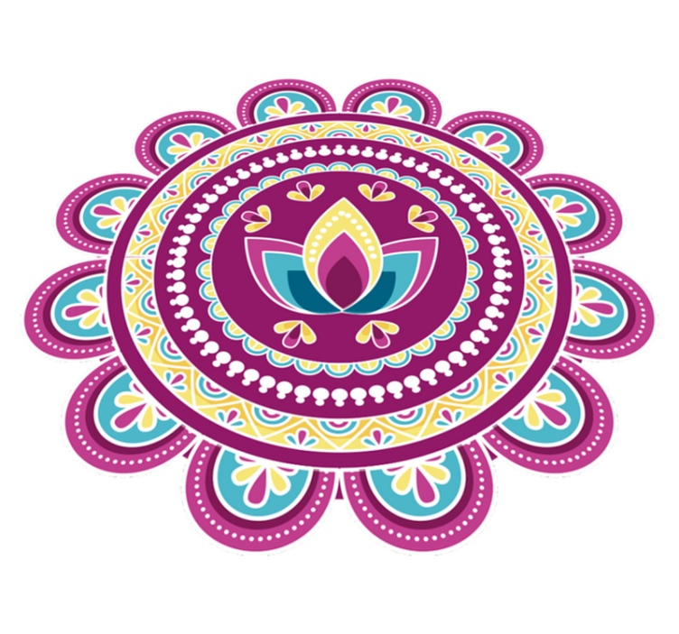Vinyl tapijt bloemen en planten kleurrijke lotus mandala - TenStickers