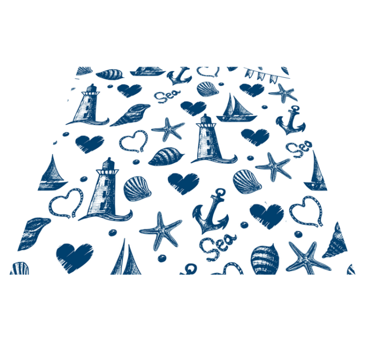 Vinyl tapijt bloemen en planten maritiem thema patroon - TenStickers