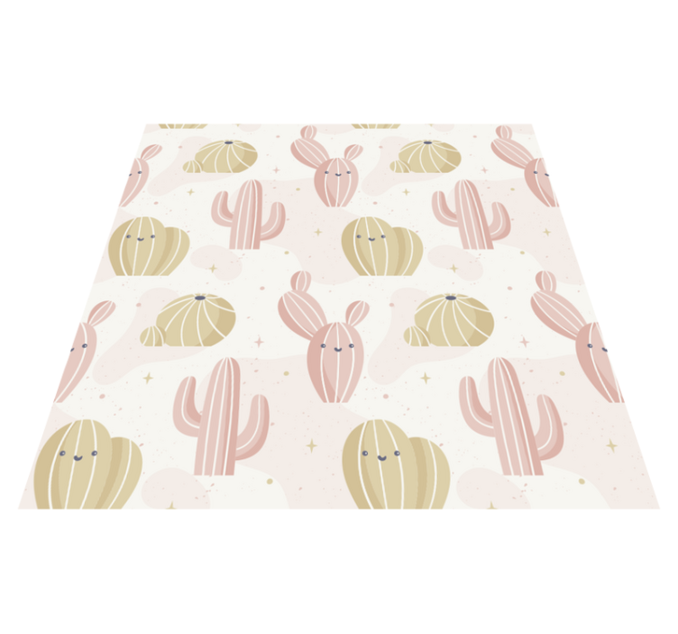 Vinyl tapijt bloemen en planten schattig cactuspatroon - TenStickers