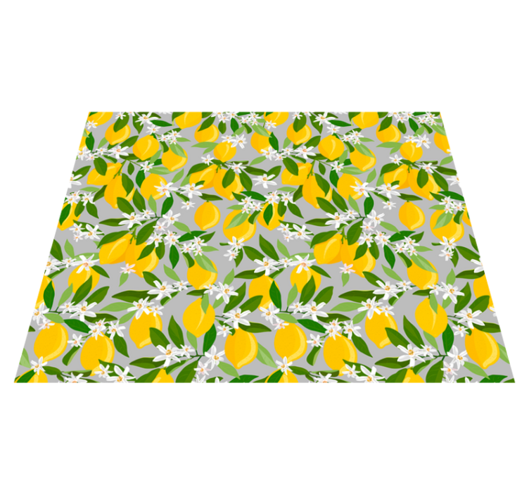 Vinyl tapijt bloemen en planten citroenbloem patroon - TenStickers