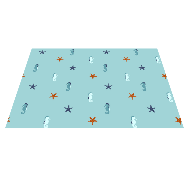 Vinyl tapijt bloemen en planten zeepaard en stervis patroon - TenStickers