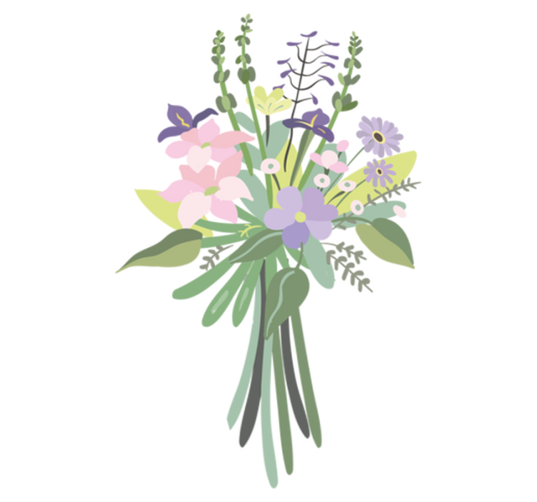 Vinyl tapijt bloemen en planten kleurrijk bloemenboeket - TenStickers