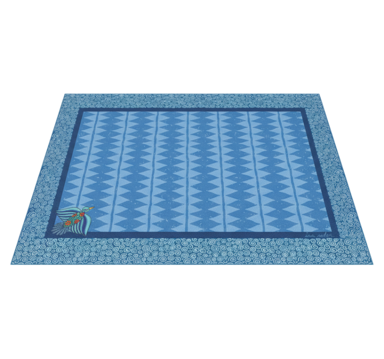 Vinyl tapijt woonkamer blauw vogelpatroon - TenStickers