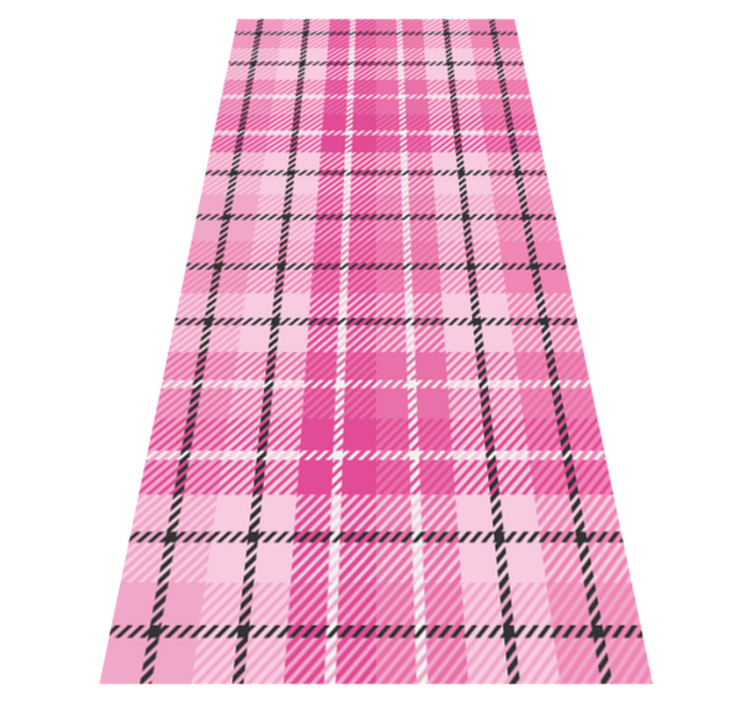 Vinyl tapijt geometrisch roze en zwarte tartan - TenStickers