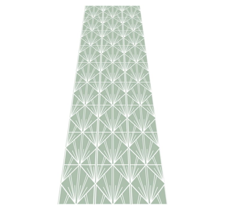 Vinyl tapijt geometrisch moderne kunst groen en wit patroon - TenStickers
