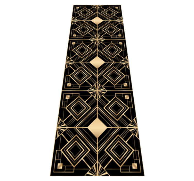 Vinyl tapijt geometrisch modern kunst zwart en goud - TenStickers
