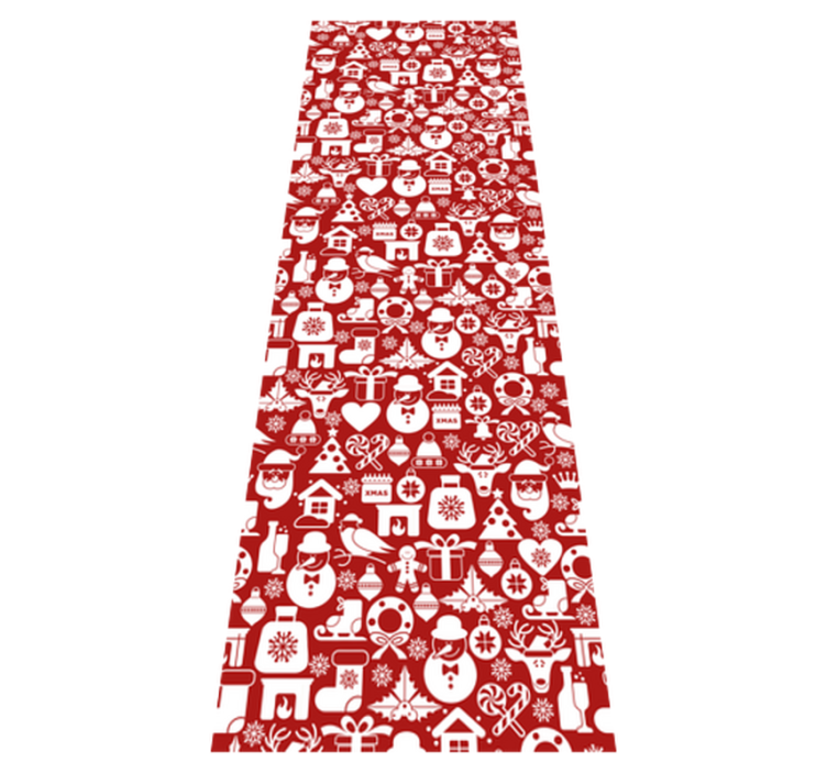 Vinyl tapijt kerstmis kersticonen op rode achtergrond - TenStickers