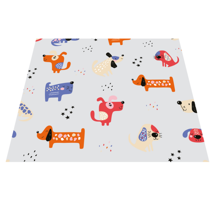 Vinyl tapijt slaapkamer geïllustreerde honden - TenStickers