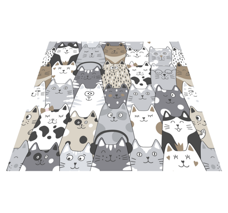Vinyl tapijt slaapkamer cartoon katten - TenStickers