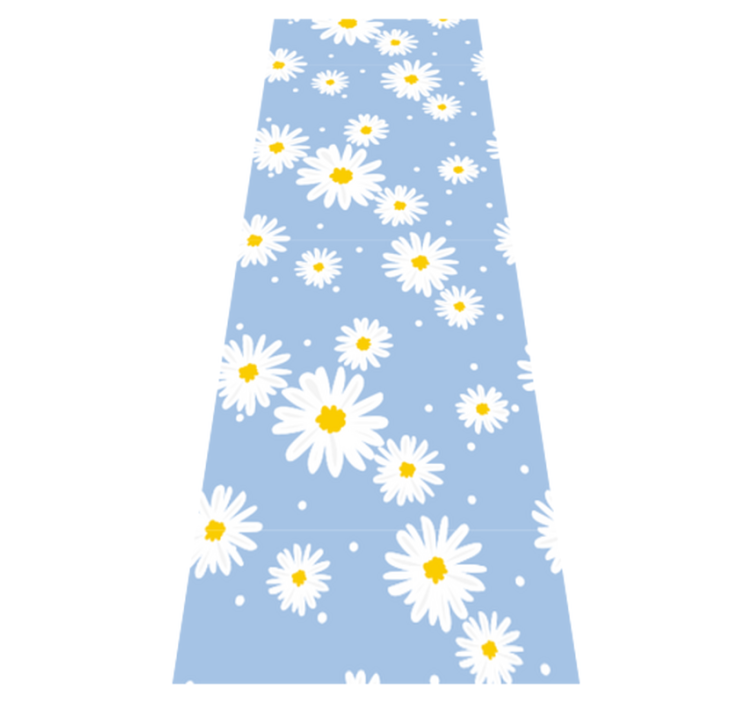 Vinyl tapijt slaapkamer witte bloemen op blauwe achtergrond - TenStickers