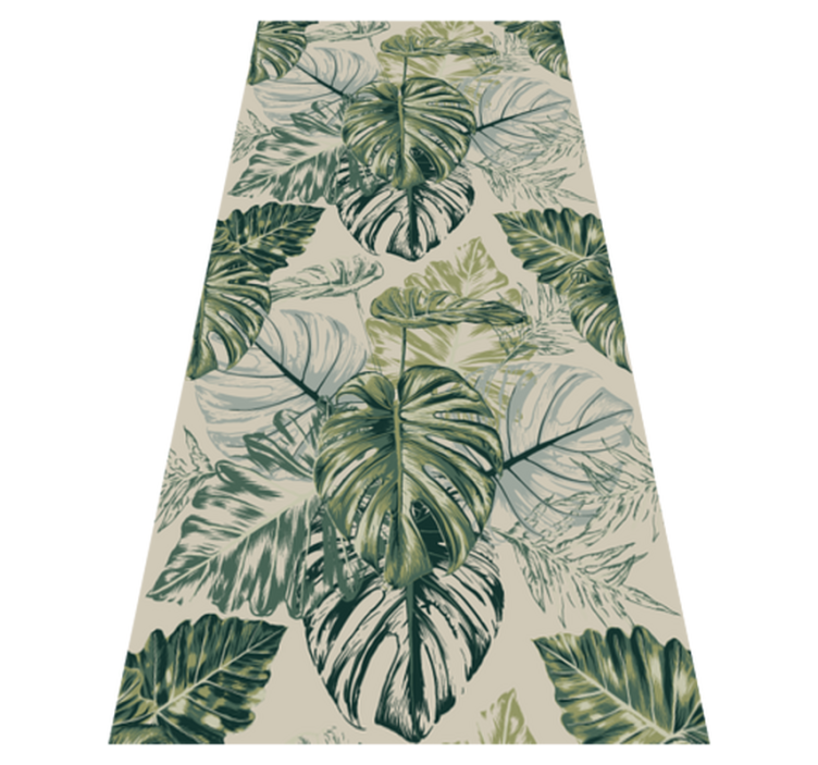 Vinyl tapijt slaapkamer vervaagde monstera vormen beige - TenStickers