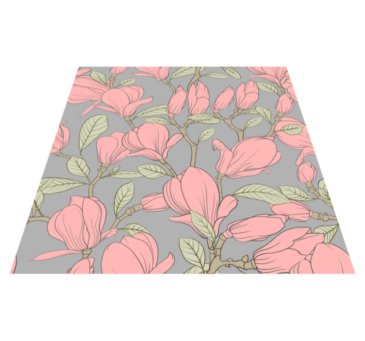 Vinyl tapijt slaapkamer roze bloemen en bladeren - TenStickers