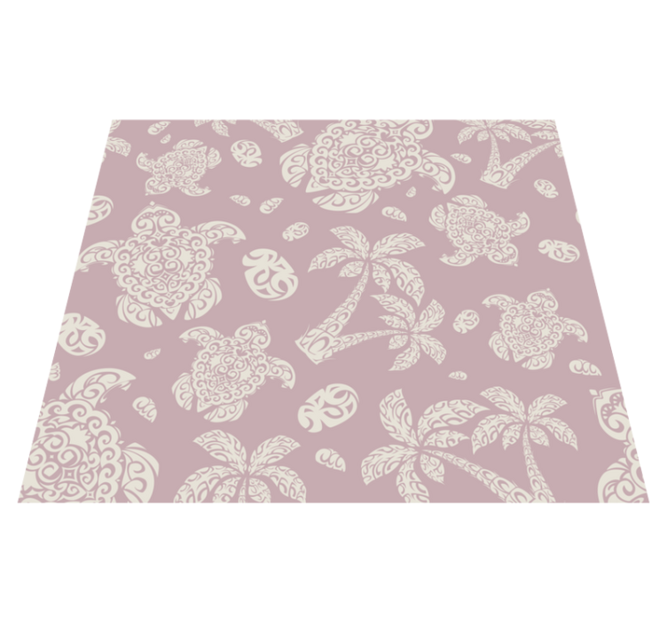 Vinyl tapijt slaapkamer hawaïaanse schildpad en palm patroon - TenStickers