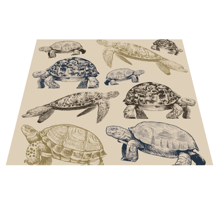 Vinyl tapijt slaapkamer schildpadden beige achtergrond - TenStickers