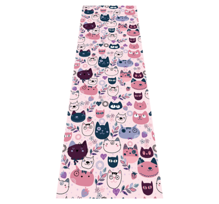 Vinyl tapijt slaapkamer roze katten modepatroon - TenStickers