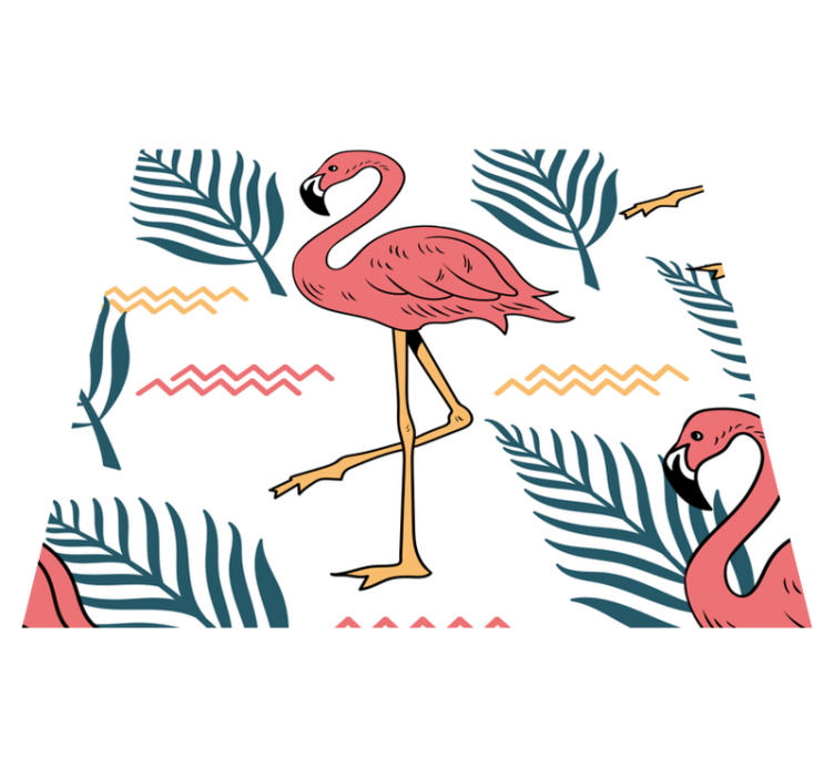 Vinyl tapijt slaapkamer tropische bladeren met flamingo's - TenStickers