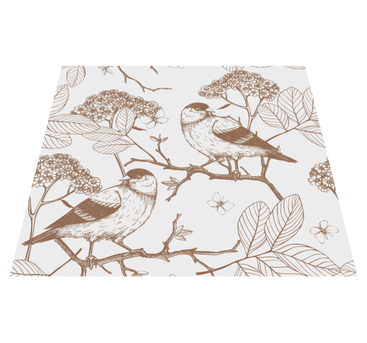 Vinyl tapijt slaapkamer grijze en bruine vogels - TenStickers
