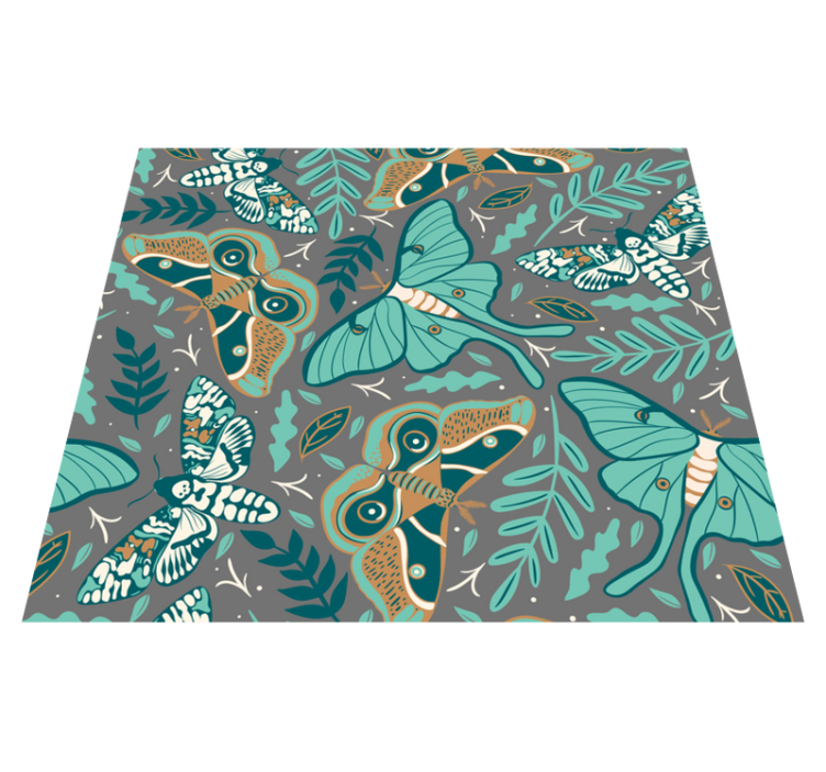 Vinyl tapijt slaapkamer groene en blauwe vlinders - TenStickers