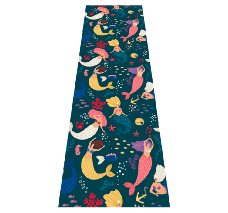 Vinyl tapijt slaapkamer donkerblauw zeemeerminnenpatroon - TenStickers