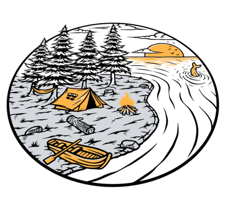 Vinyl tapijt natuur motorhome gele landschap badge - TenStickers