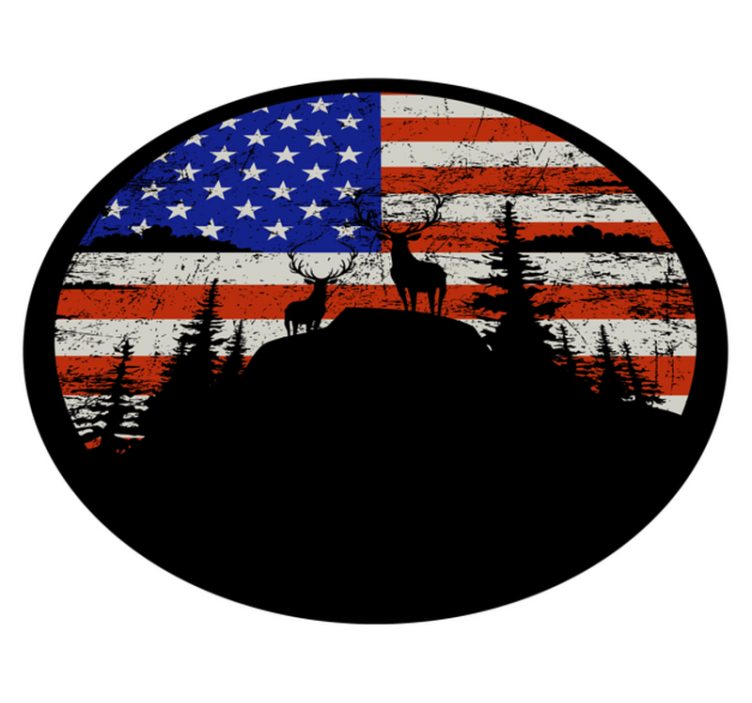 Vinyl tapijt natuur amerikaanse vlag bergsilhouet - TenStickers