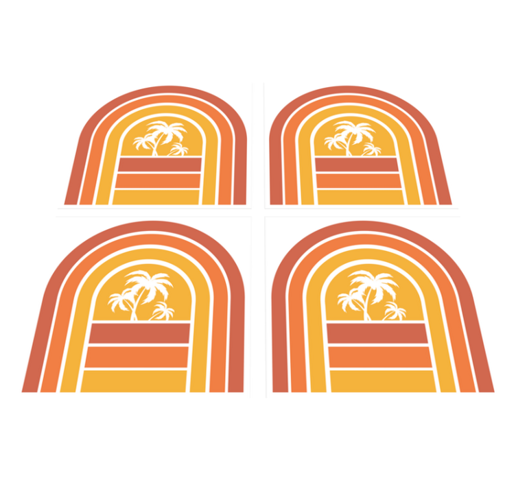 Vinyl tapijt natuur retro zonsondergang en palmen tegels - TenStickers