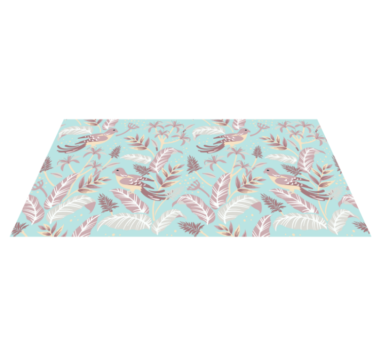 Vinyl tapijt natuur blauw en roze bloemenpatroon - TenStickers