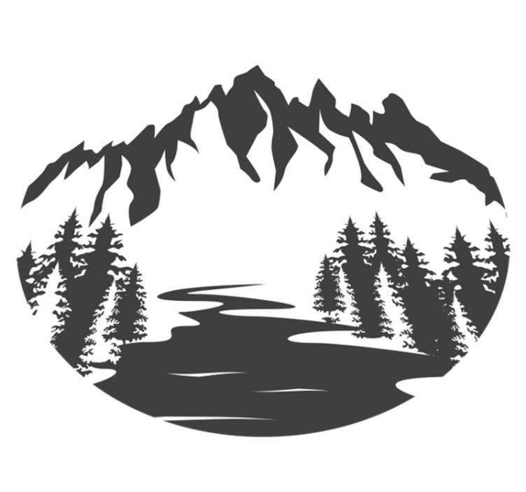 Vinyl tapijt natuur berglandschap silhouet - TenStickers