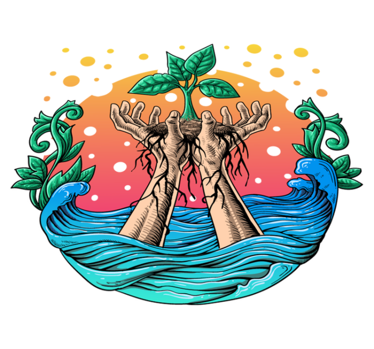 Vinyl tapijt natuur groei van de natuur handen - TenStickers