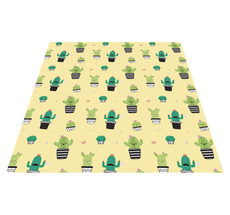 Vinyl tapijt bloemen en planten cactus patroon - TenStickers