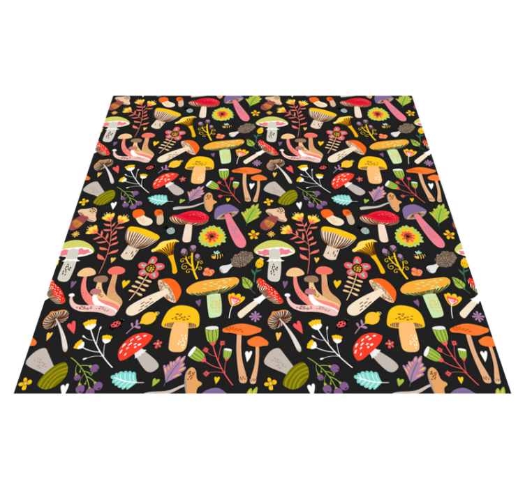 Vinyl tapijt bloemen en planten herfst paddenstoelen patroon - TenStickers