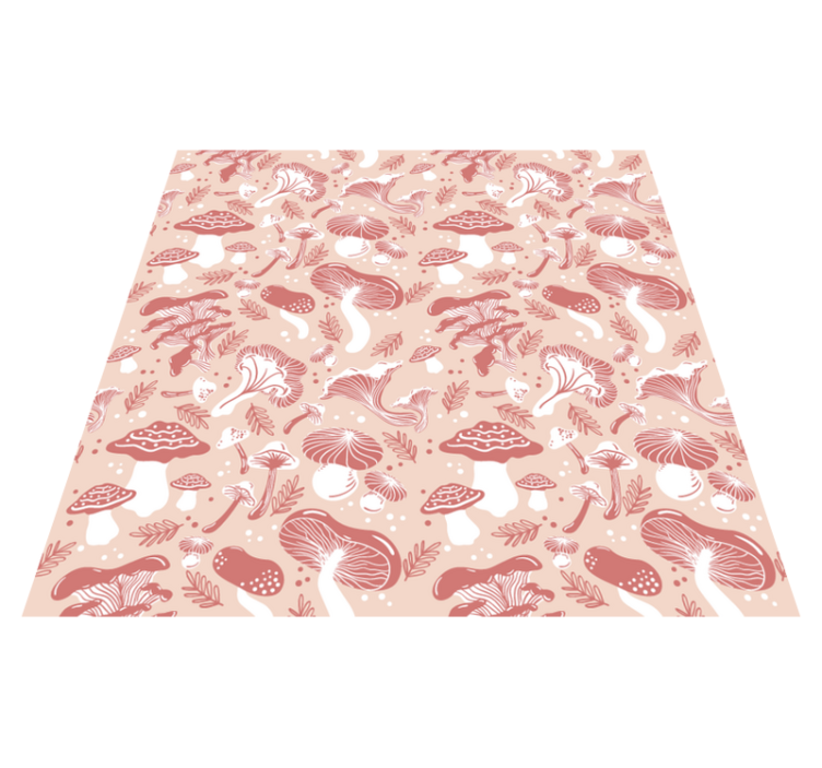 Vinyl tapijt bloemen en planten met paddenstoelen op beige - TenStickers