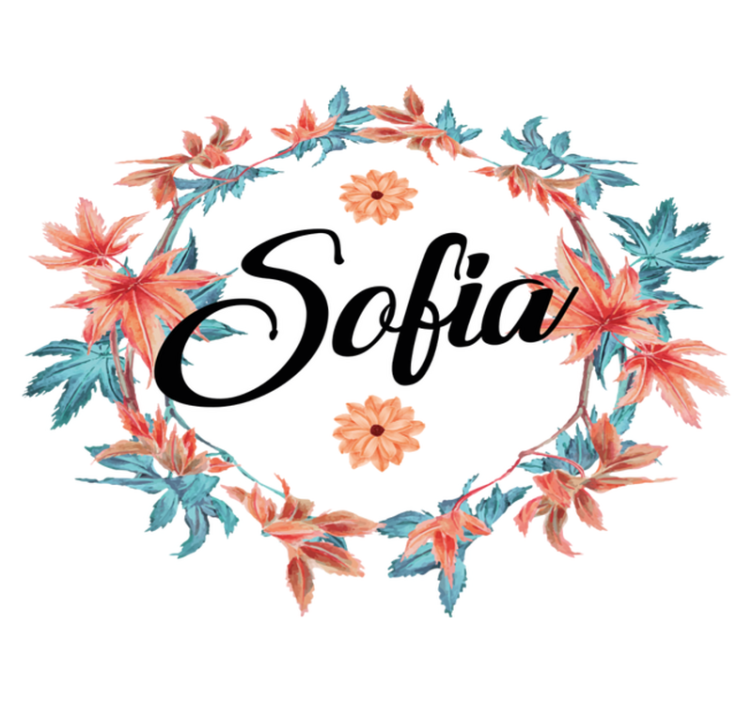 Vinyl tapijt bloemen en planten herfstbloemekroon met naam - TenStickers