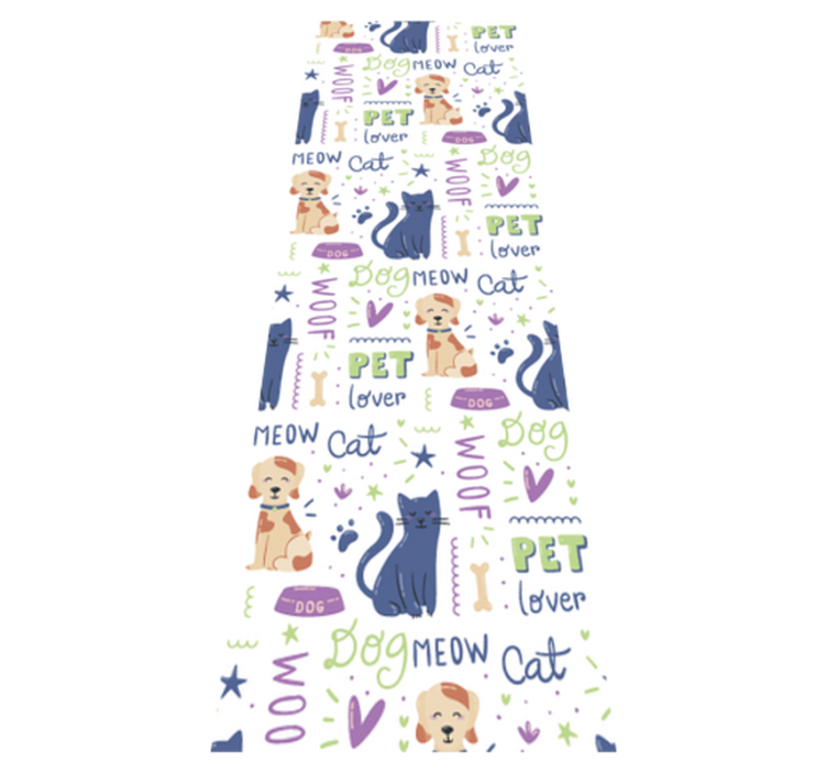 Vinyl tapijt slaapkamer kleurrijke doodle met honden - TenStickers