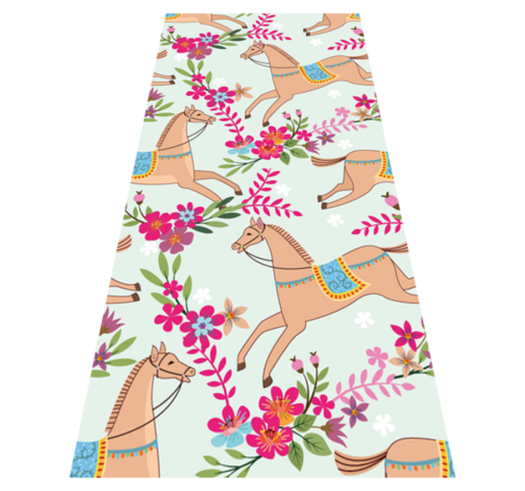 Vinyl tapijt slaapkamer roze bloemen paardenpatroon - TenStickers