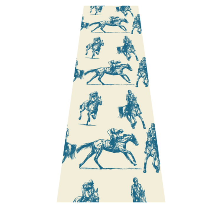 Vinyl tapijt slaapkamer blauw en beige paardenpatroon - TenStickers