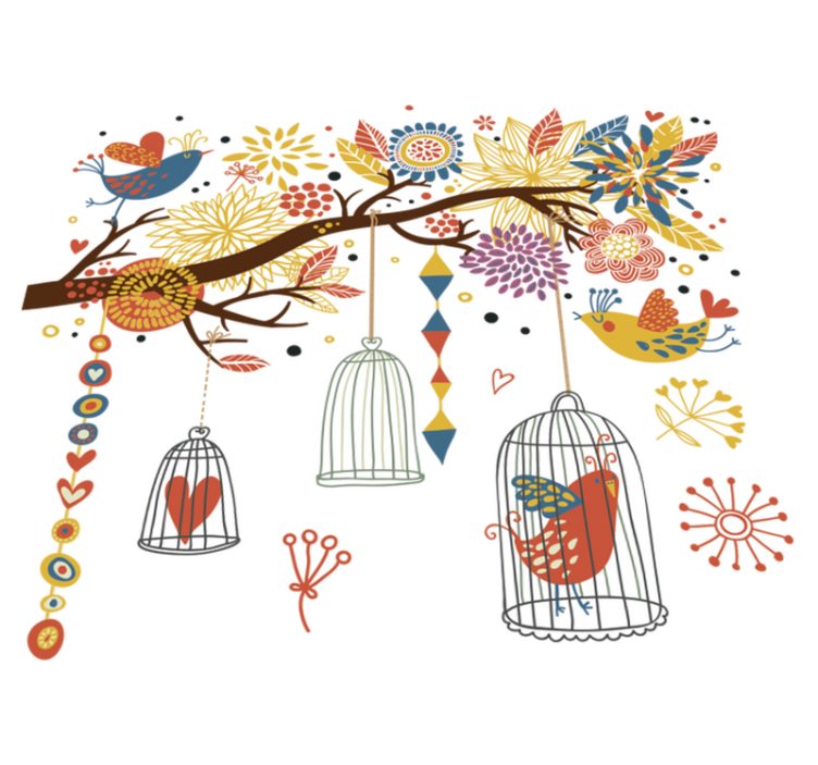 Vinyl tapijt kind decoratief vogels tuin - TenStickers